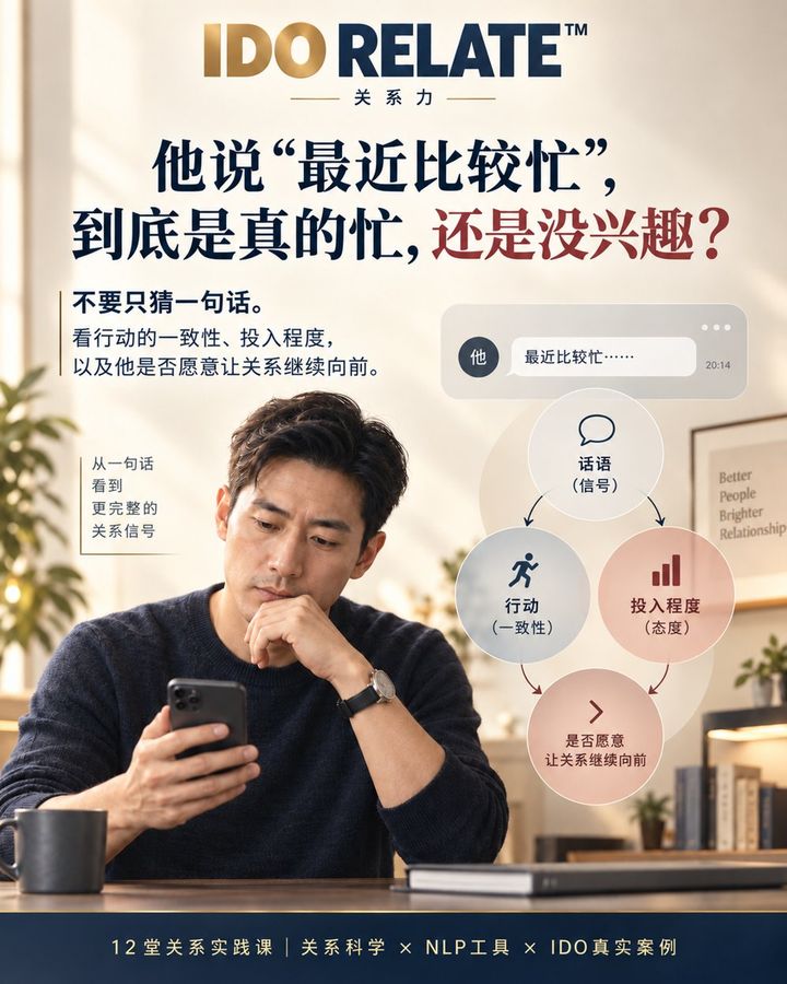 IDO 关系力课程海报 他说最近比较忙